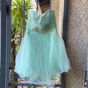 Teal strapless dress